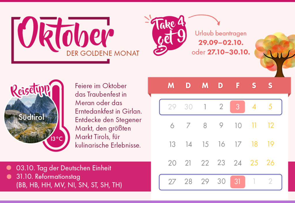 Br&uuml;ckentage 2025: Bis zu 70 freie Tage mit cleverer Planung