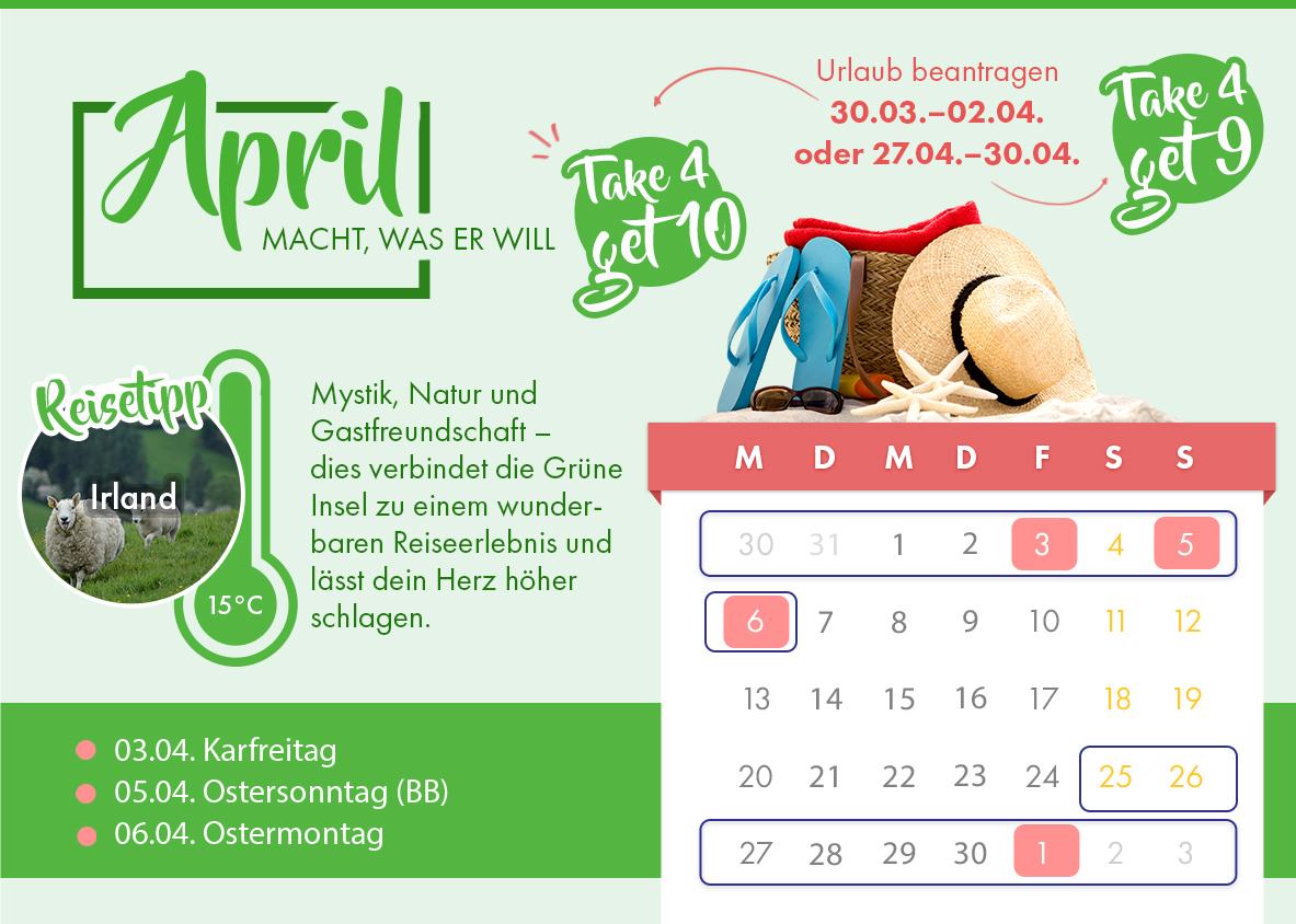 Brückentage 2026 Travelcircus April