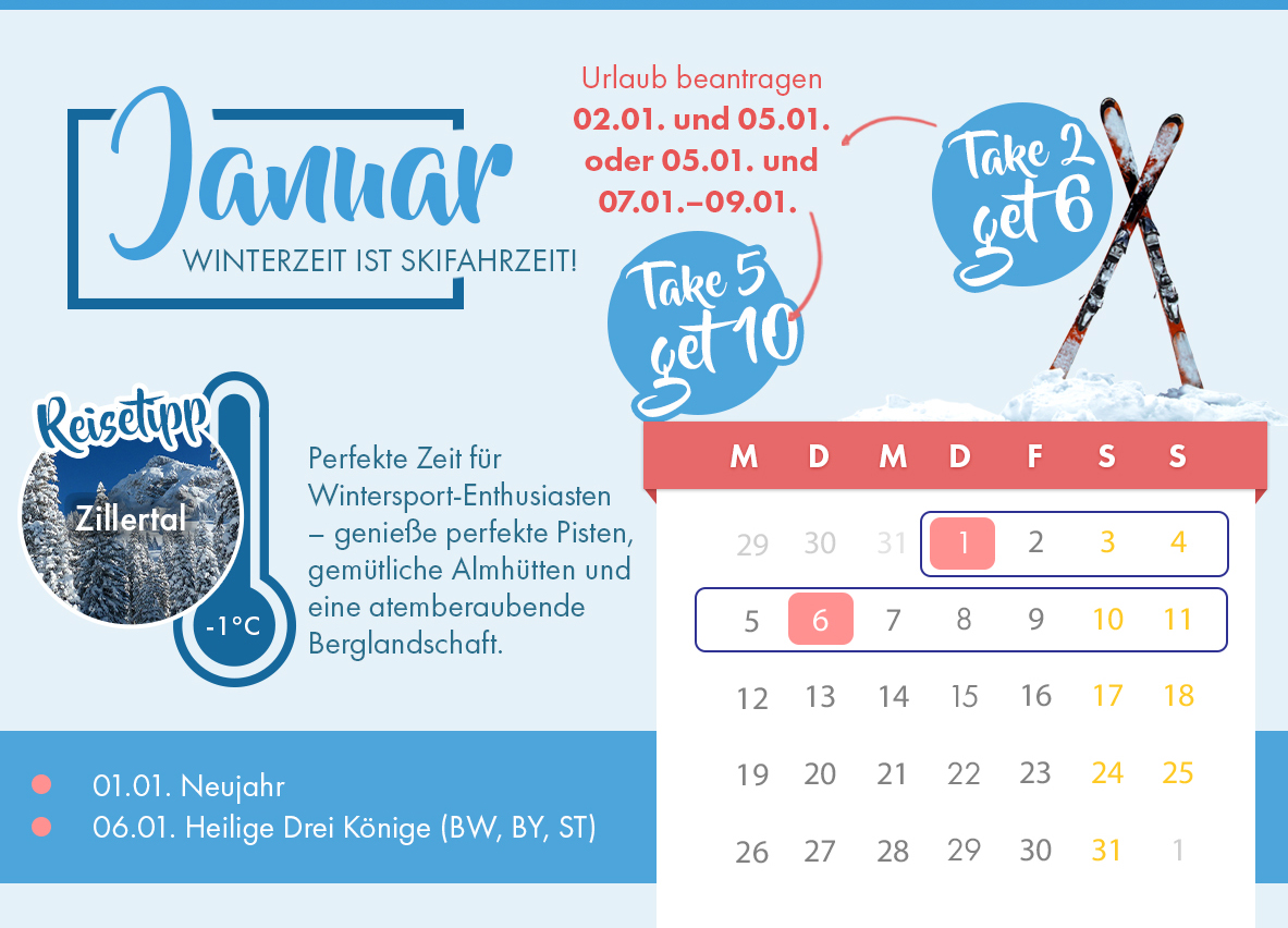 Brückentage 2026 Travelcircus Januar