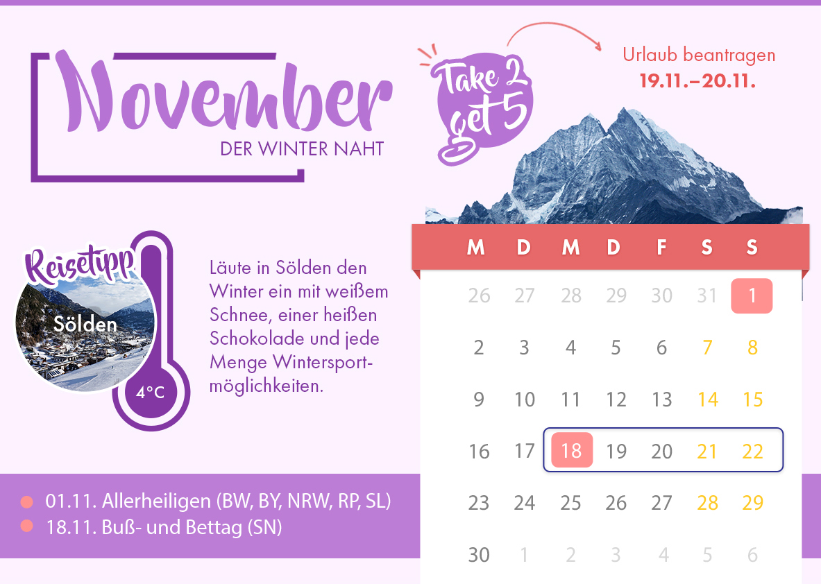 Brückentage 2026 Travelcircus November