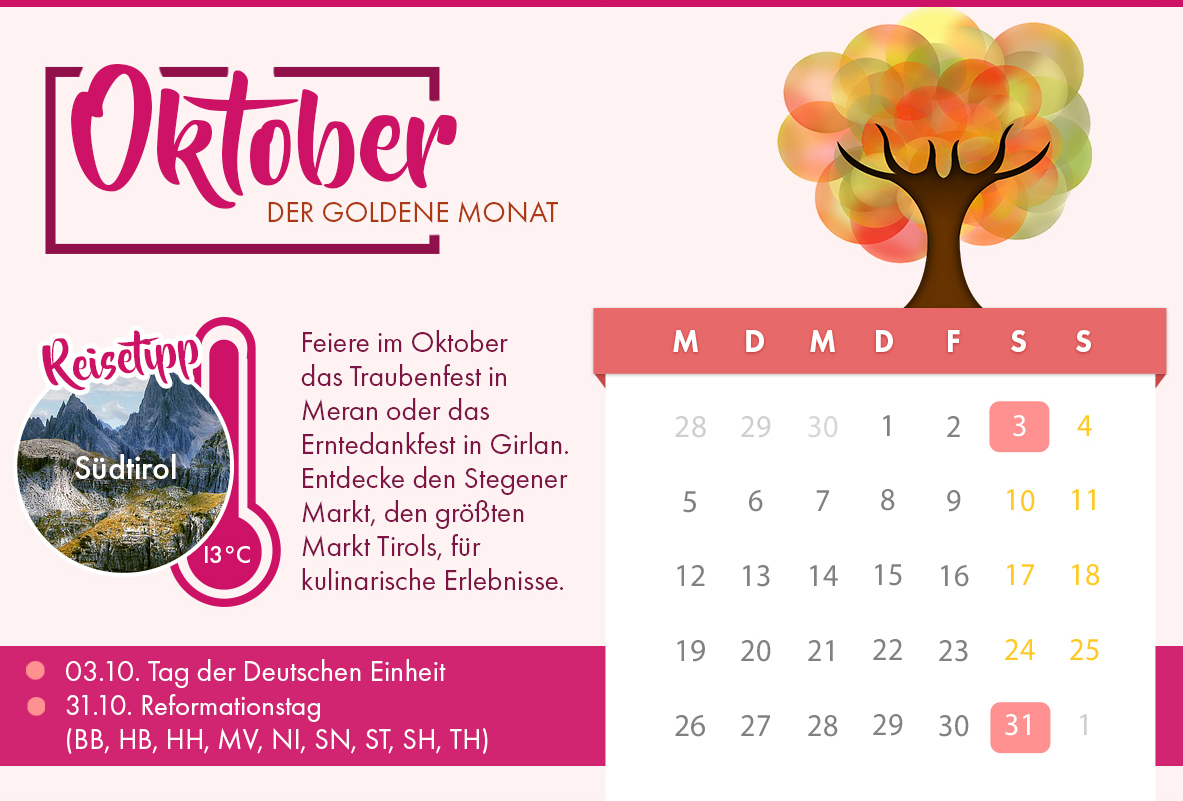 Brückentage 2026 Travelcircus Oktober