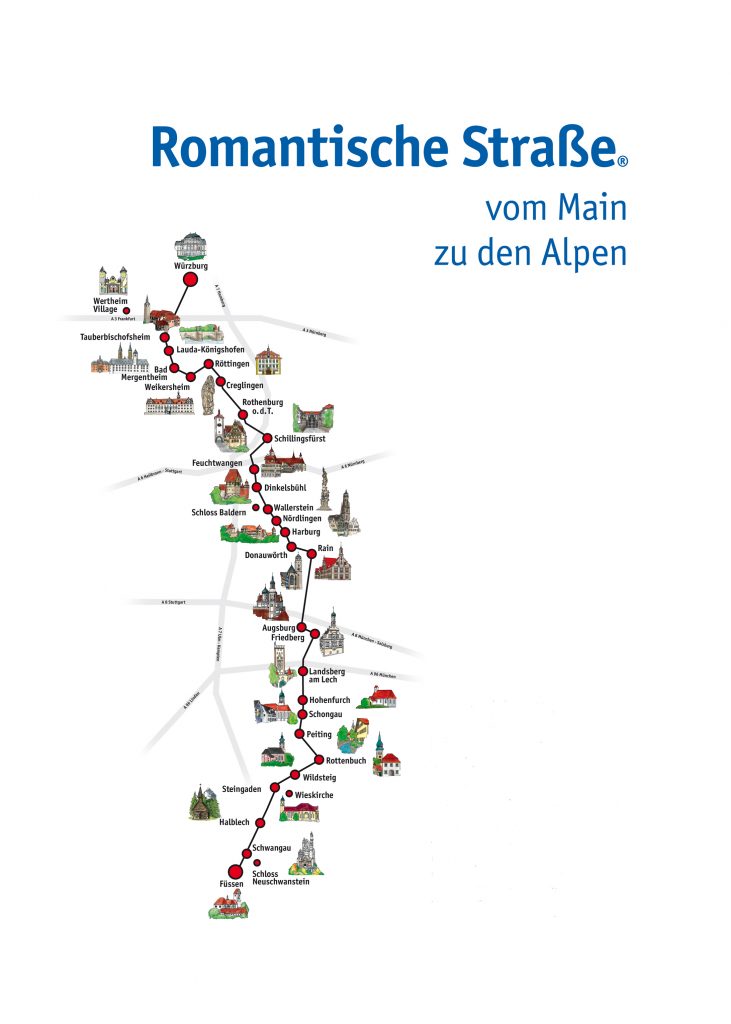 Romantische Straße Deutschland Karte Route